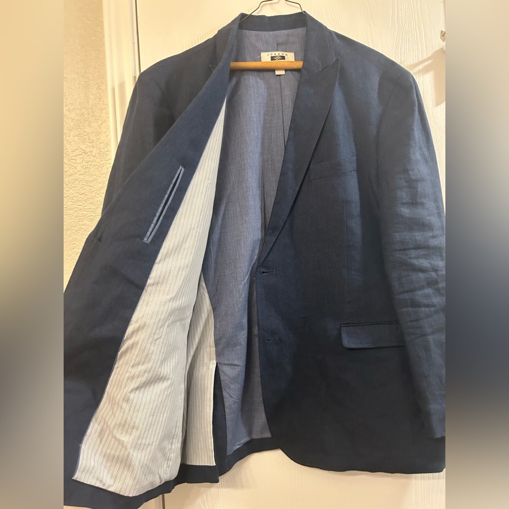 Joseph Abboud Jacket 100% Linen Mens Navy Blue Blazer Sport Coat XXL